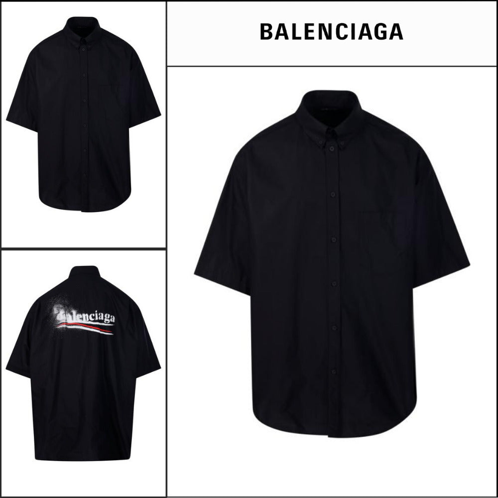 【BALENCIAGA】Political Stencil Short Sleeve Shirt Large Fit