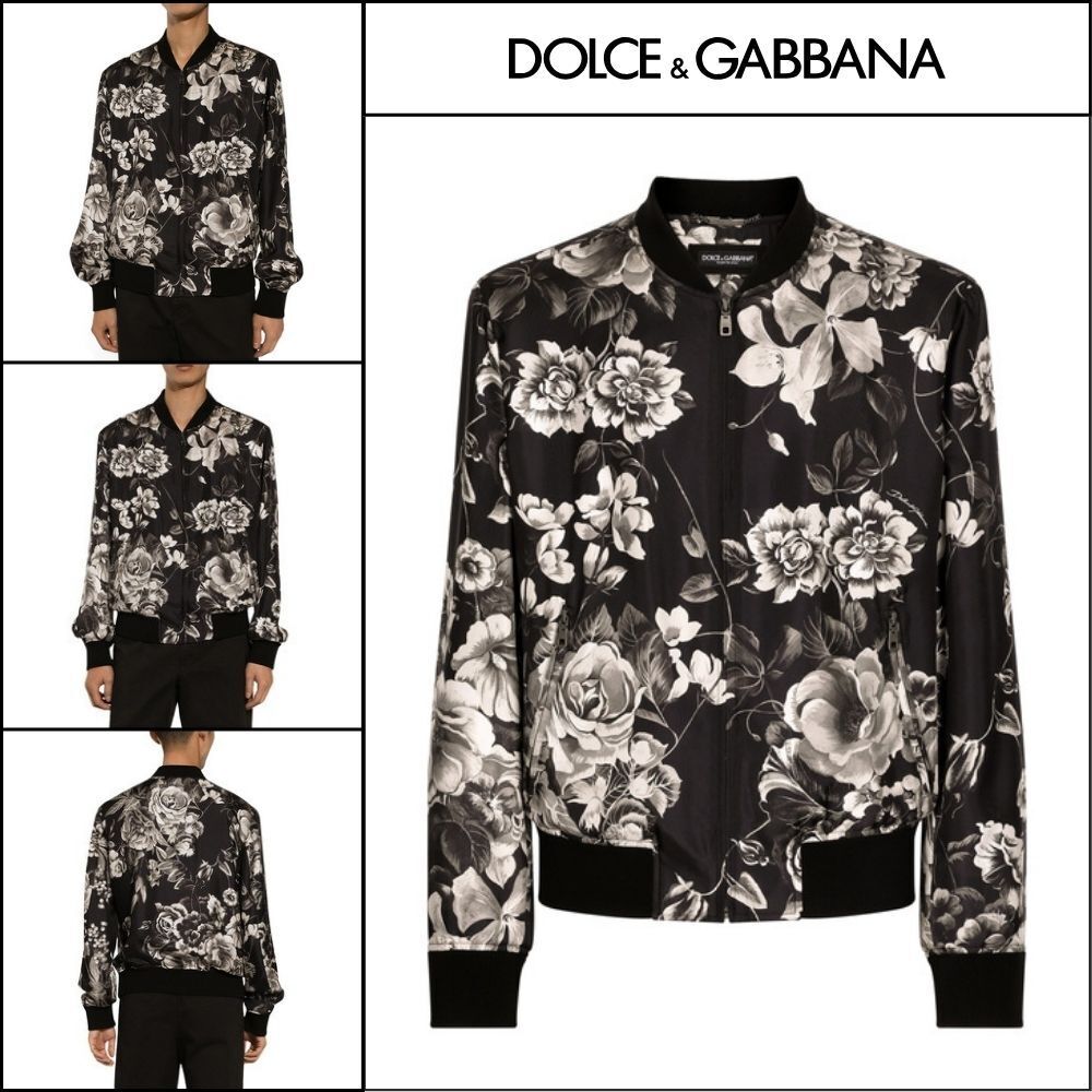 【Dolce & Gabbana】OVERSIZE SILK BOMBER JACKET WITH FLORAL