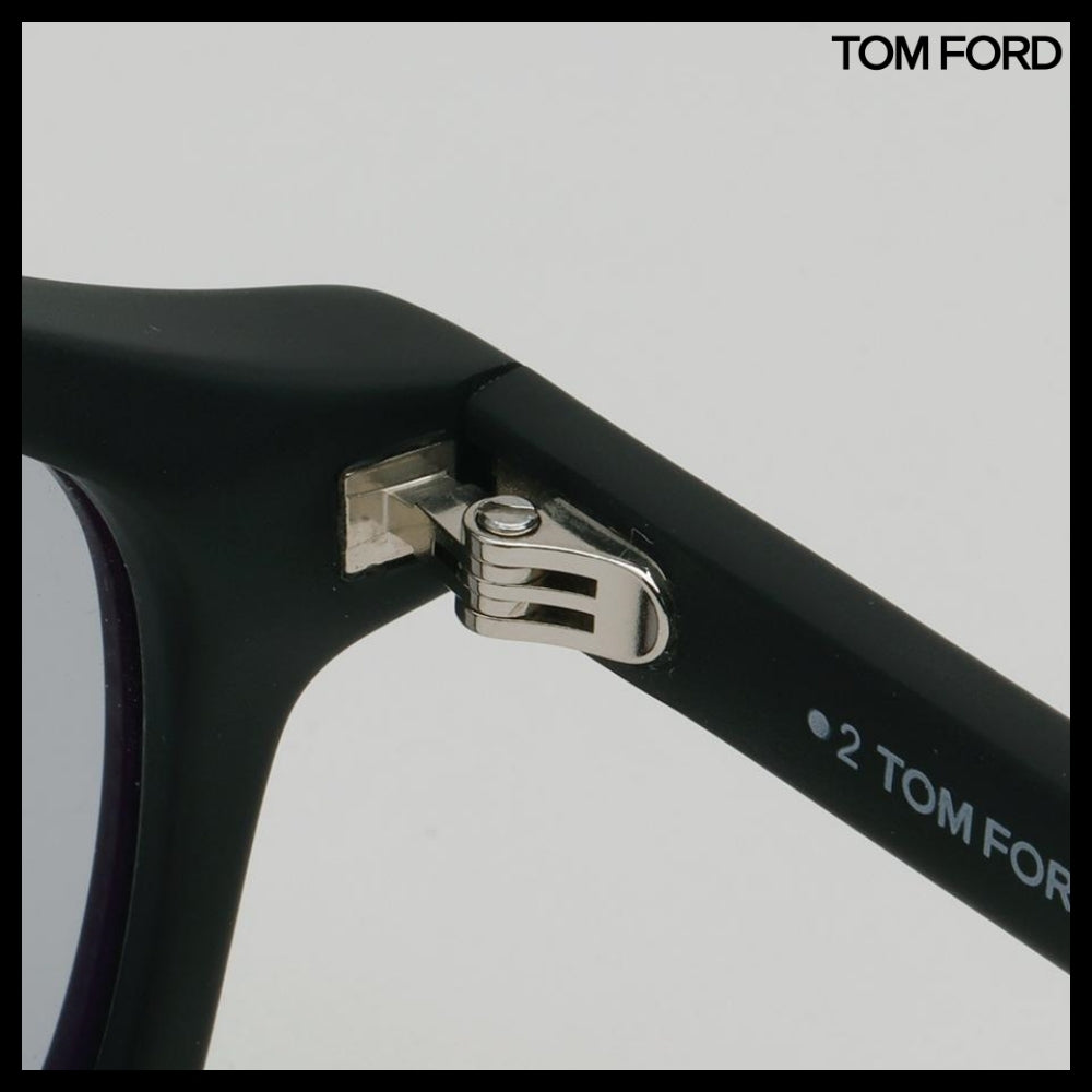 【TOM FORD】Matte Black Horn-Rimmed Sunglasses Grey Tint