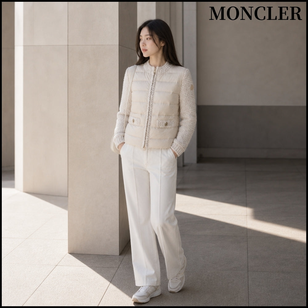 【MONCLER】Padded Zip-up Cardigan Light Beige