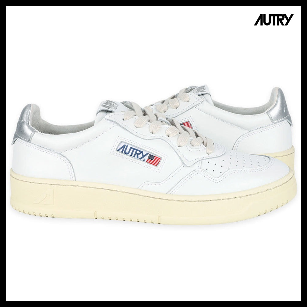 【AUTRY】Medalist Leather Low Top White Silver Tab