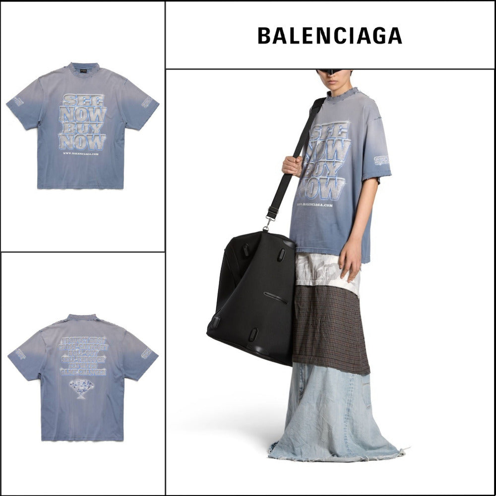 【BALENCIAGA】SNBN Medium Fit T-Shirt Blue
