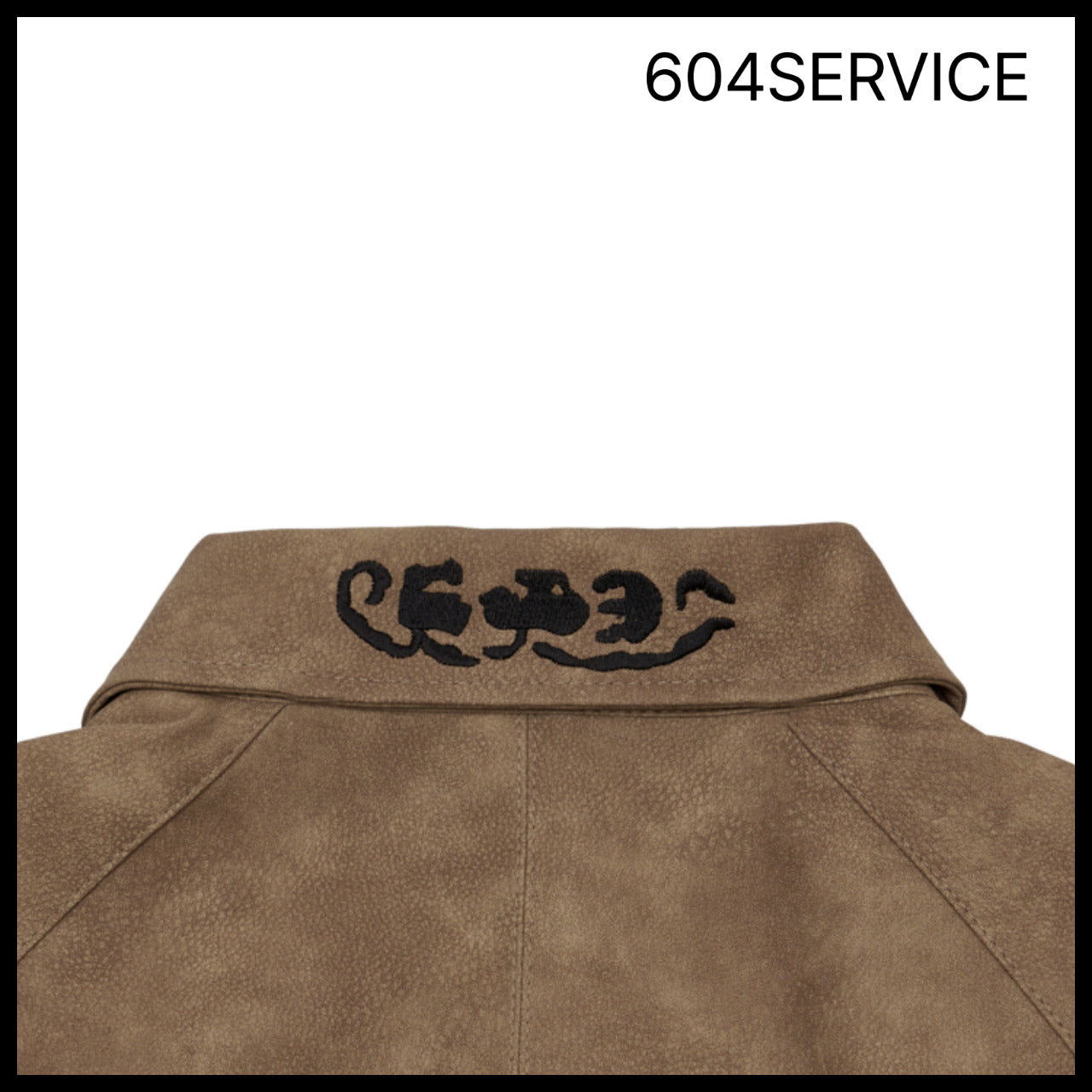 【604service】EMBROIDERED LEATHER JACKET IN BROWN