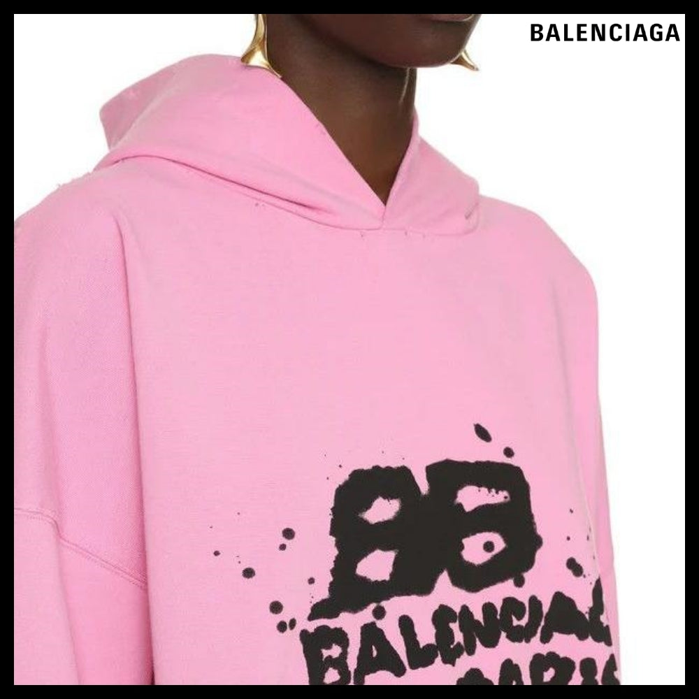 【BALENCIAGA】Large Fit Hoodie Pink/Black