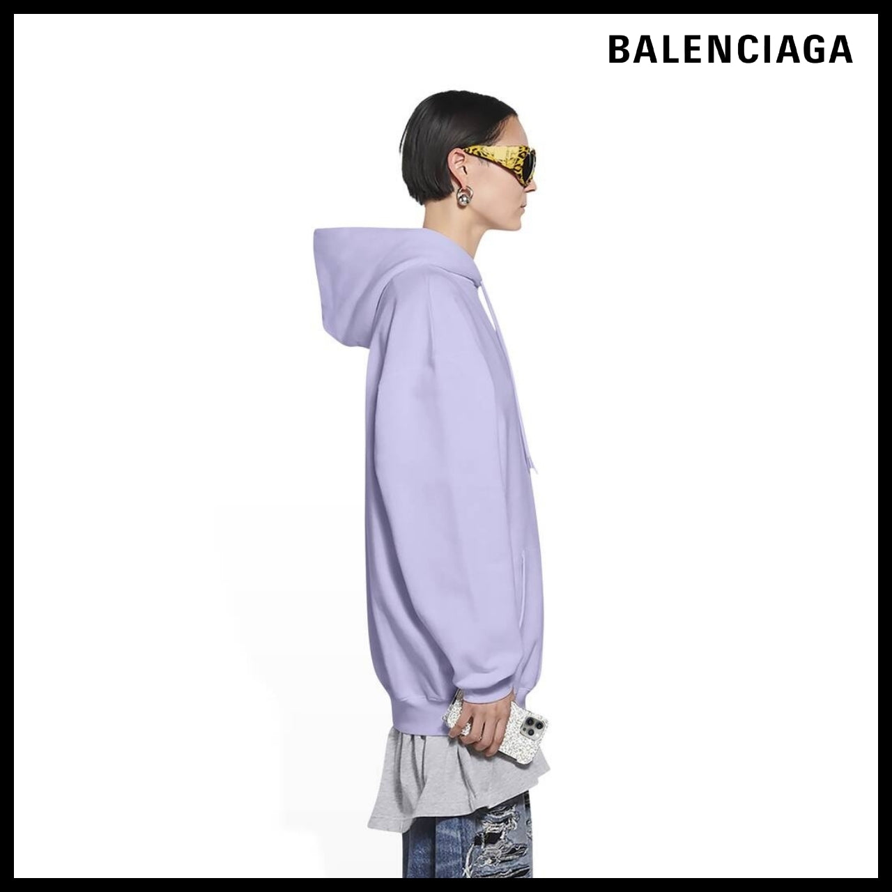 【BALENCIAGA】Political Campaign Hoodie Medium Fit Purple
