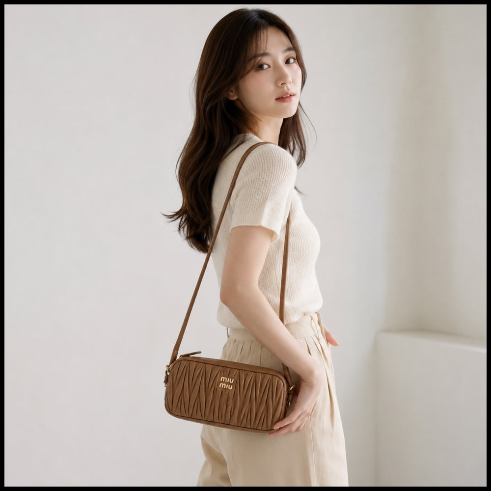 【Miu Miu】Women’s Matelasse Pouch Shoulder Bag