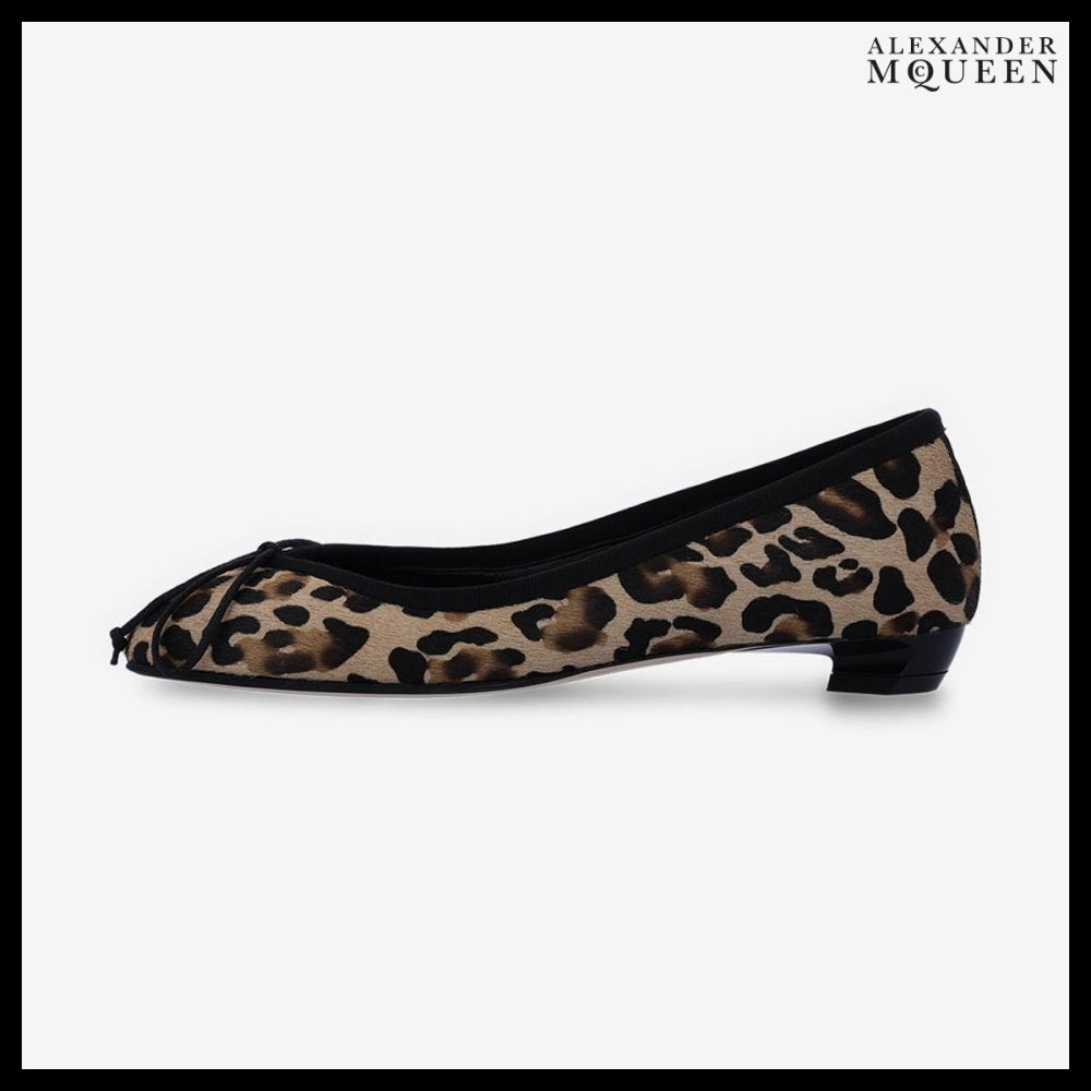 【Alexander Mcqueen】Armadillo Ballet Flats Leopard Black