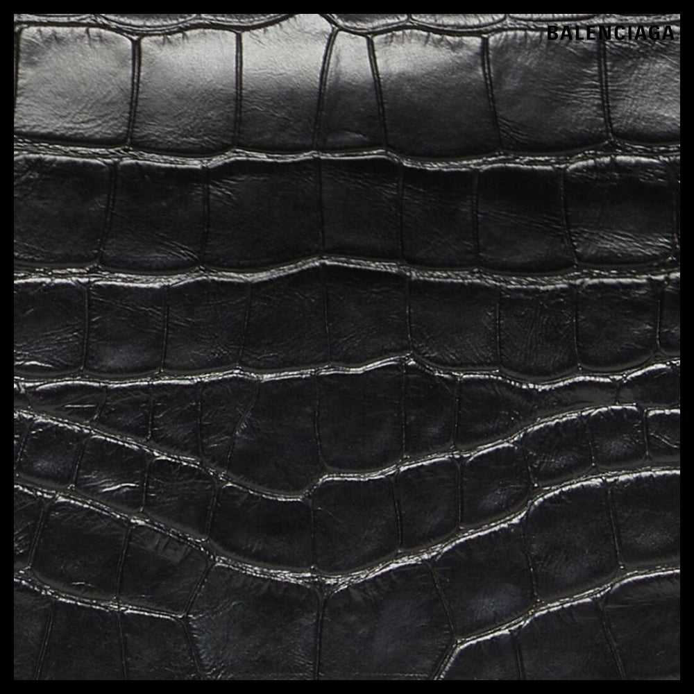 【BALENCIAGA】Crush Small Chain Bag Crocodile Embossed Black