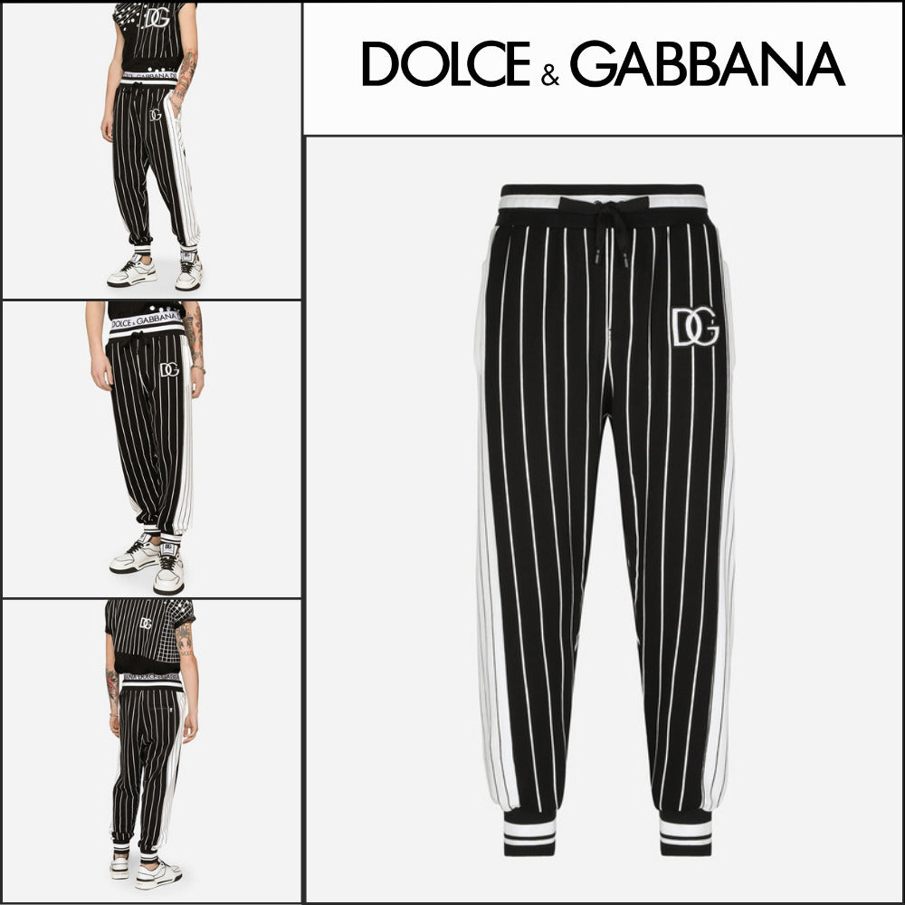 【Dolce & Gabbana】STRIPED JERSEY JOGGING PANTS WITH DG