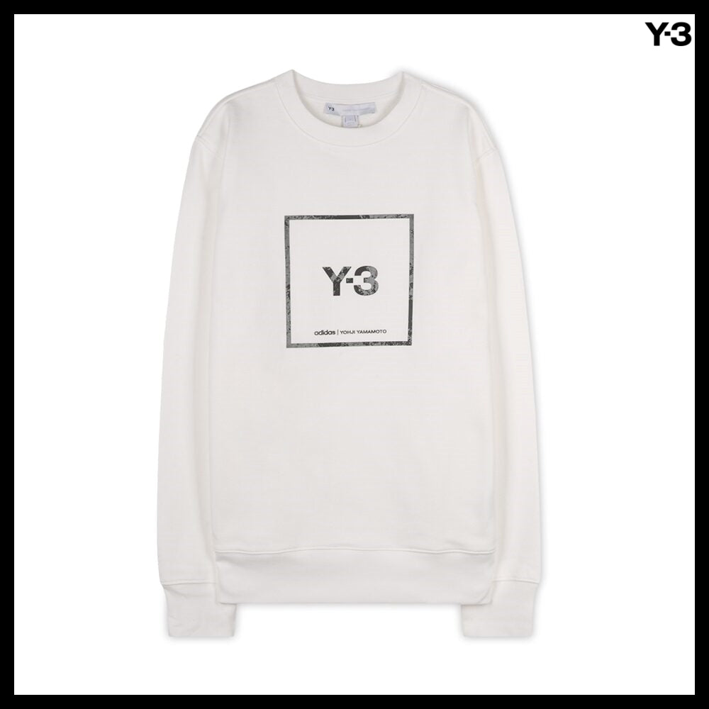 【Y-3】Men's Square Logo White Sweatshirt