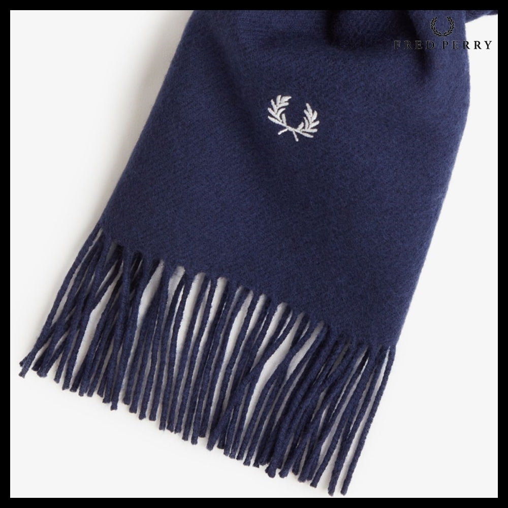 【FRED PERRY】ラムウール スカーフ ネイビー 608