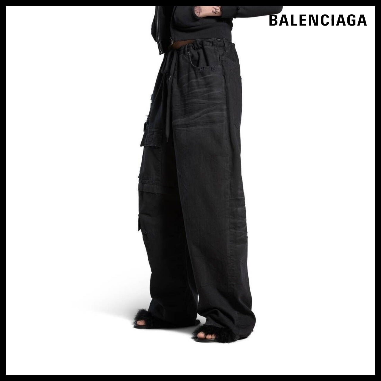 【BALENCIAGA】Hybrid Baggy Pants Black