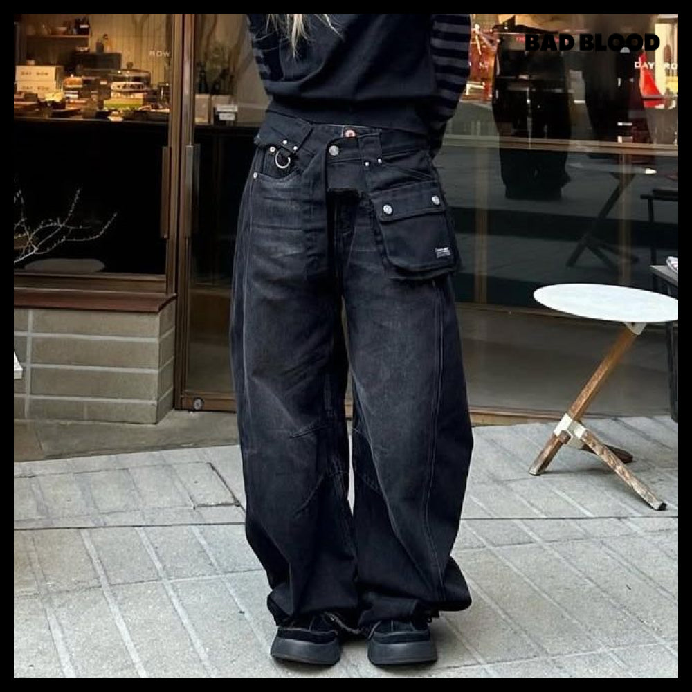 【BADBLOOD】Charlie Barrel Jeans - Black