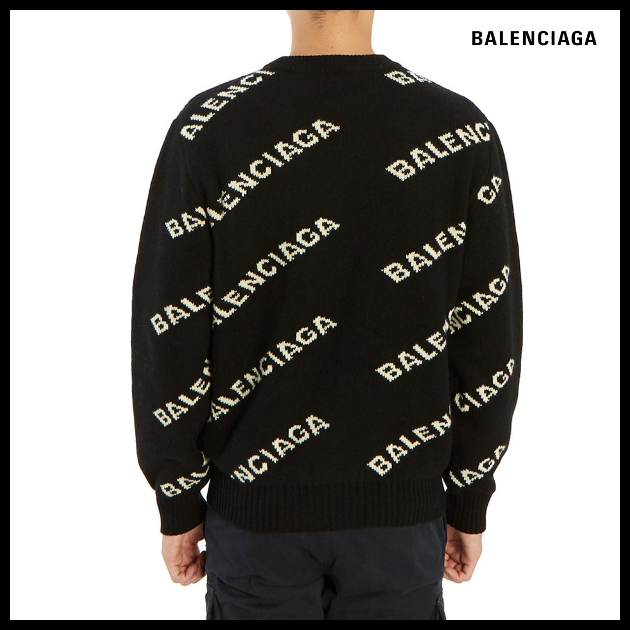 【BALENCIAGA】Allover Logo Sweater Black White