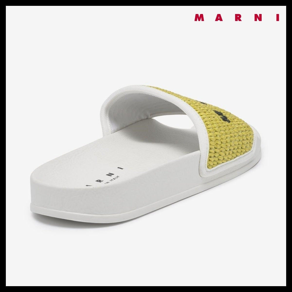 【MARNI】RAFFIA SANDAL GREEN WHITE