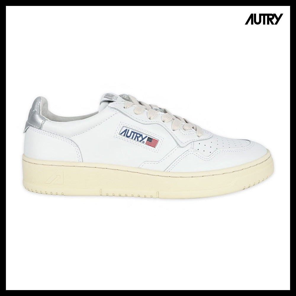 【AUTRY】Medalist Leather Low Top White Silver Tab