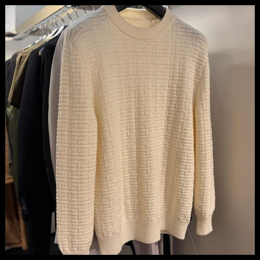 【GIVENCHY】Jacquard Wool Knit Sweater Cream