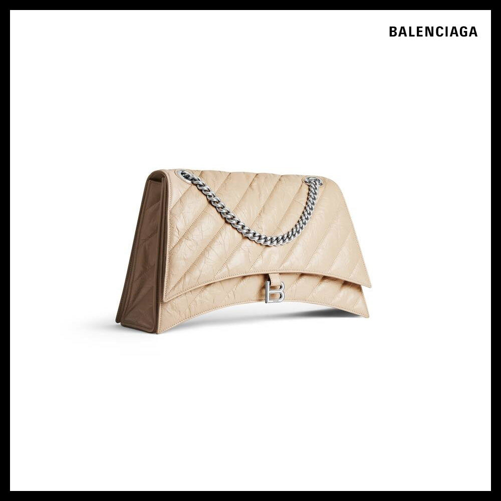 【BALENCIAGA】Crush Large Chain Bag Quilted Beige