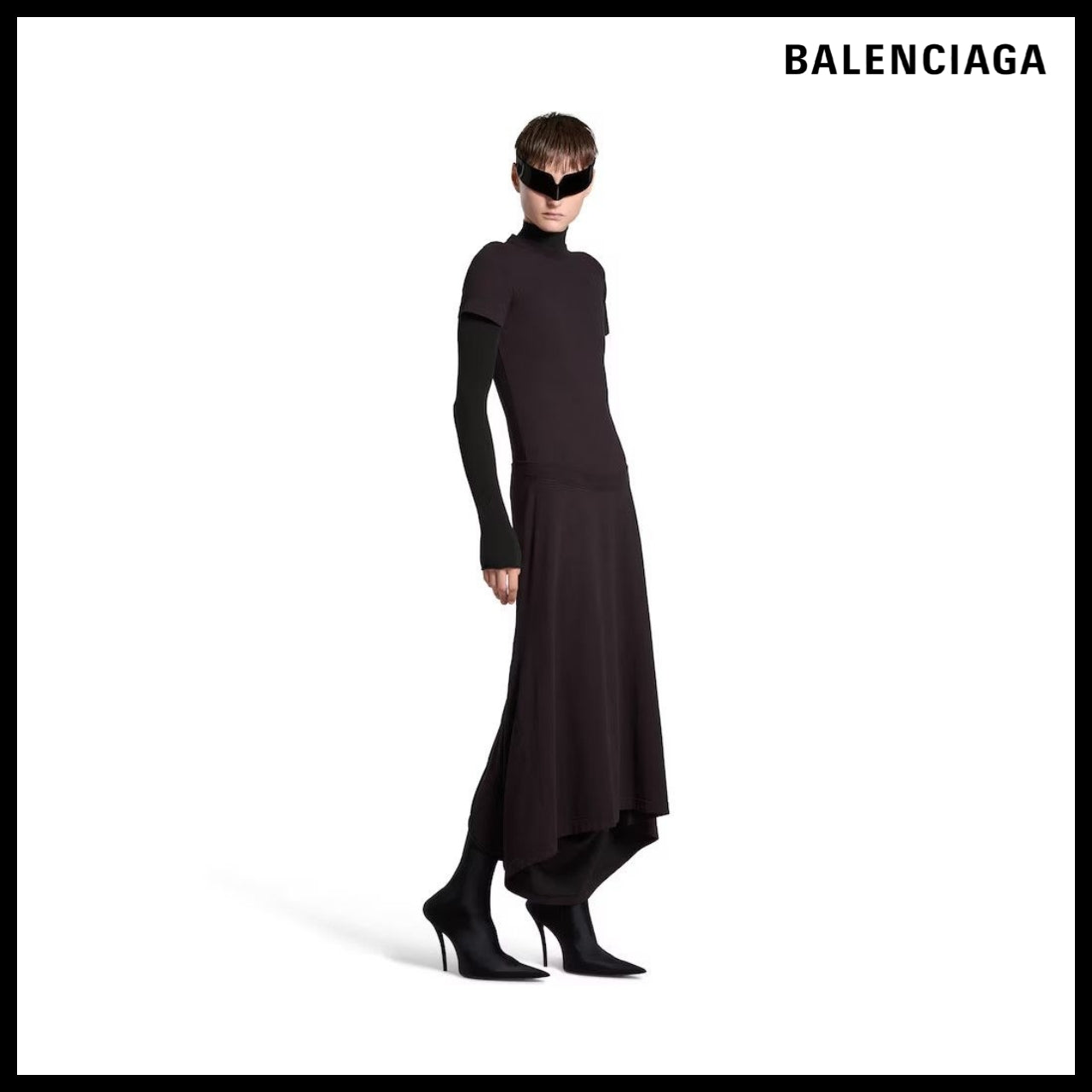 【BALENCIAGA】Patched T-Shirt Dress Black