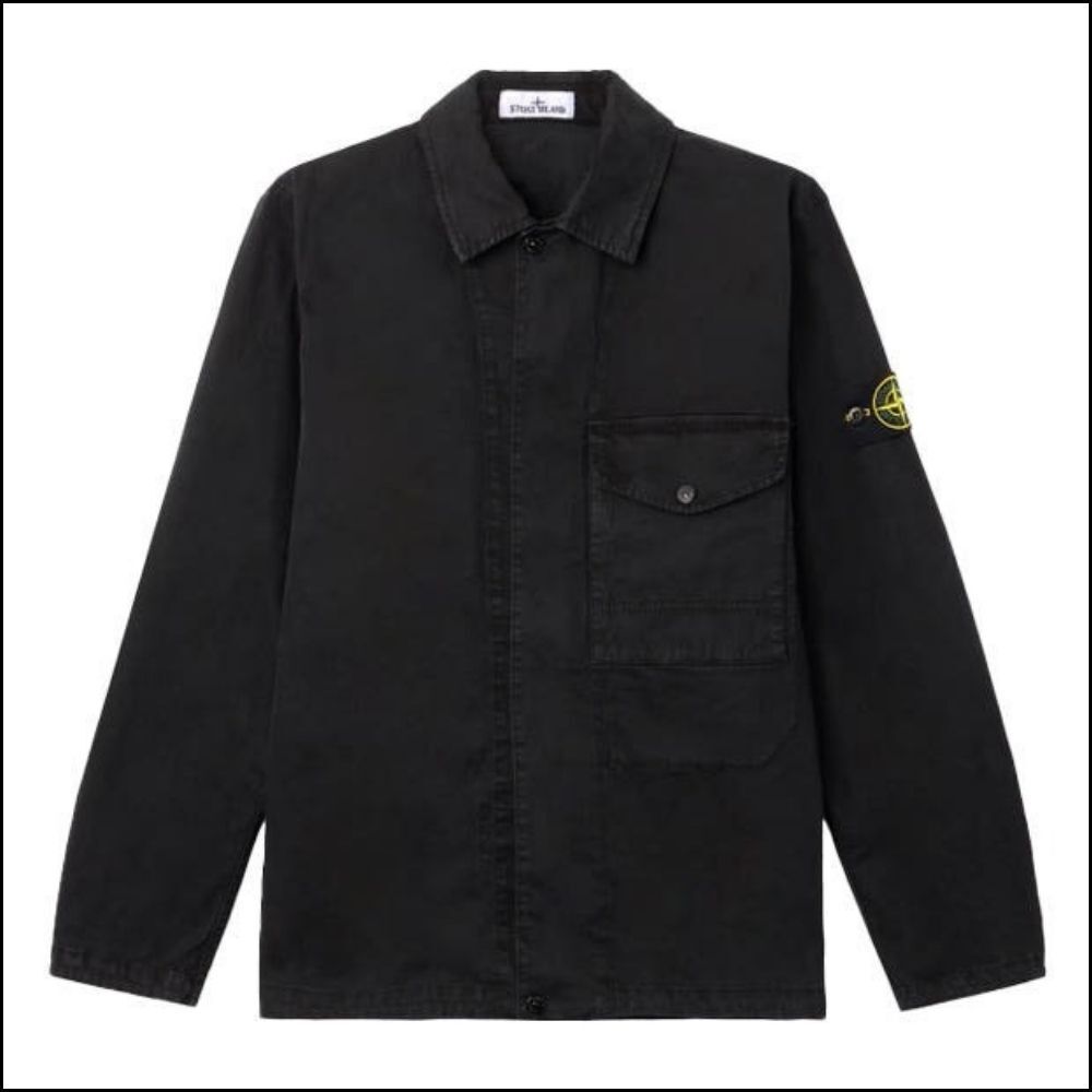 ◆STONE ISLAND◆ORGANIC COTTON STRETCH TWILL OVERSHIRT BLACK