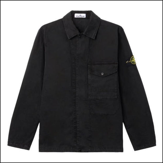 ◆STONE ISLAND◆ORGANIC COTTON STRETCH TWILL OVERSHIRT BLACK