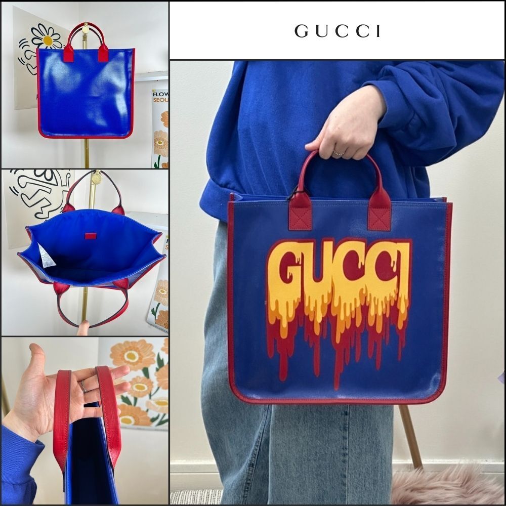 【GUCCI】ロゴプリント コーティングキャンバス スクエア トート
