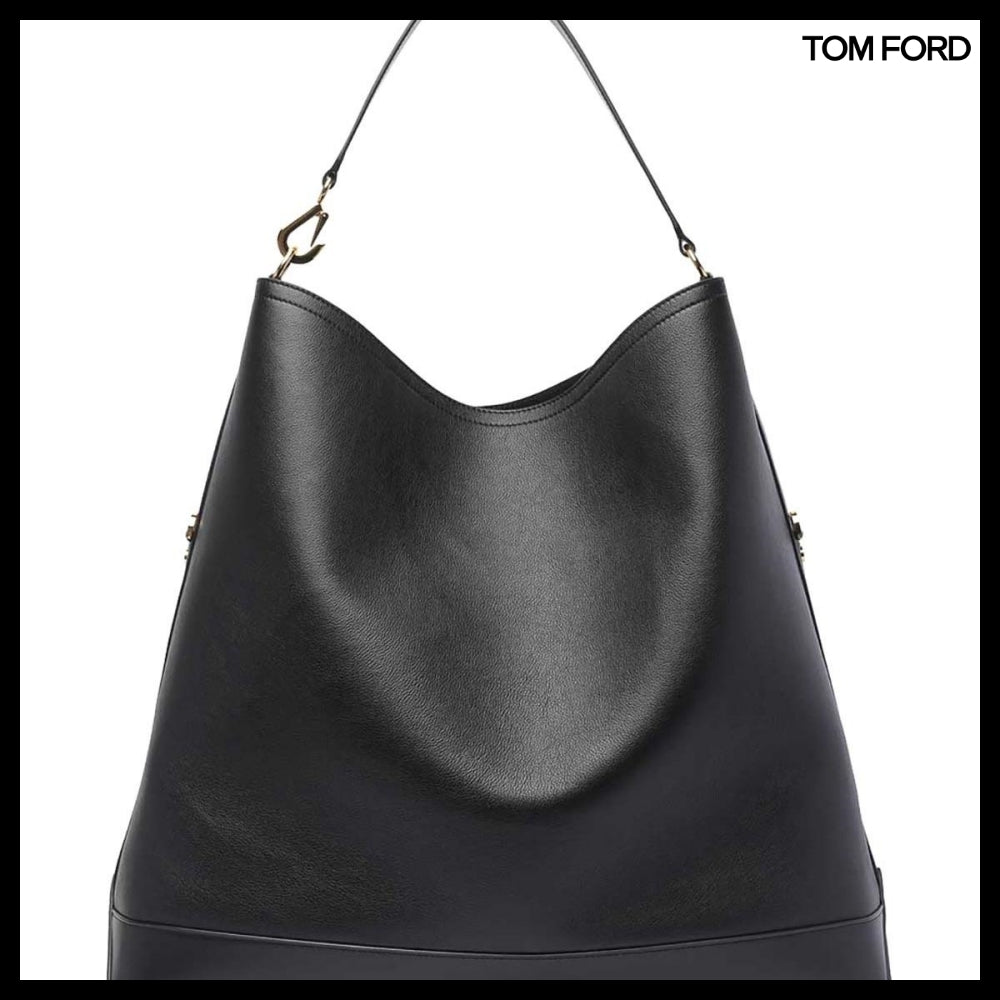 【TOM FORD】LEATHER LUGGAGE SHOULDER BAG BLACK H0577