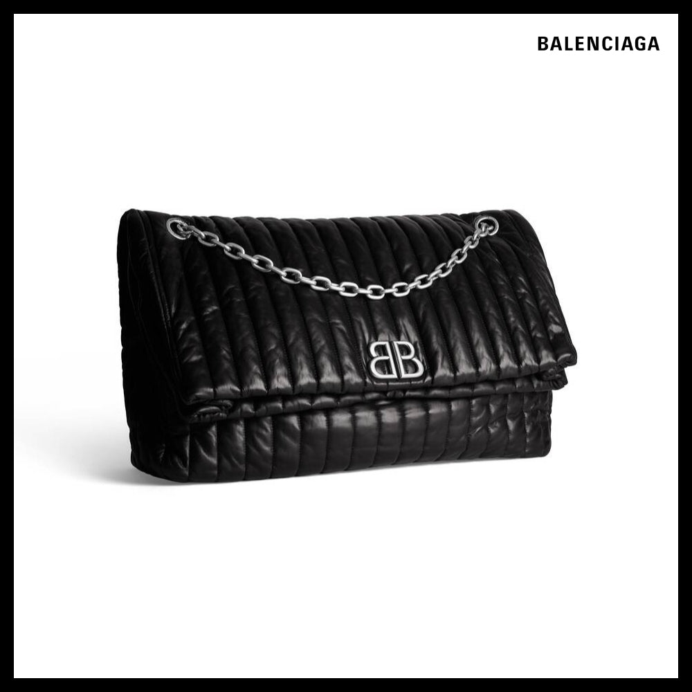 【BALENCIAGA】Monaco Large Chain Bag Quilted Black