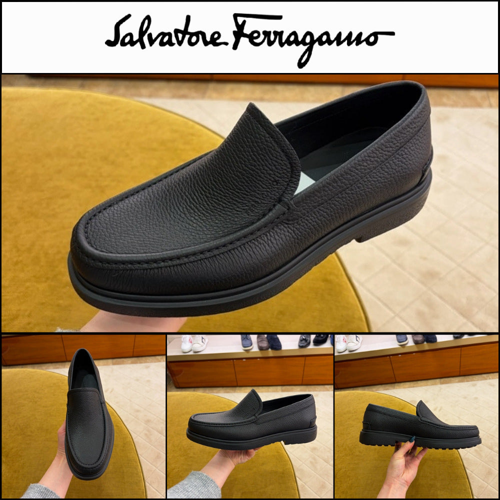 【FERRAGAMO】GENT GRAIN LEATHER LOAFERS BLACK