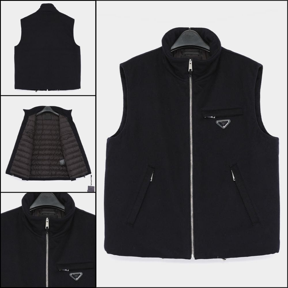 【PRADA】Triangle logo cashmere padded vest