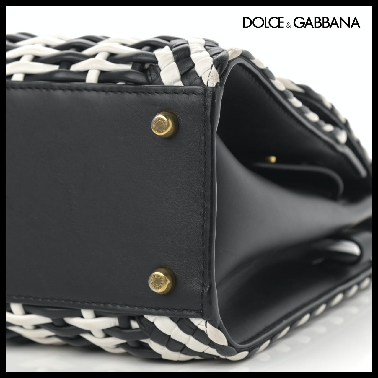 【Dolce & Gabbana】M Sicily 58 Bag Woven Bappa Black White