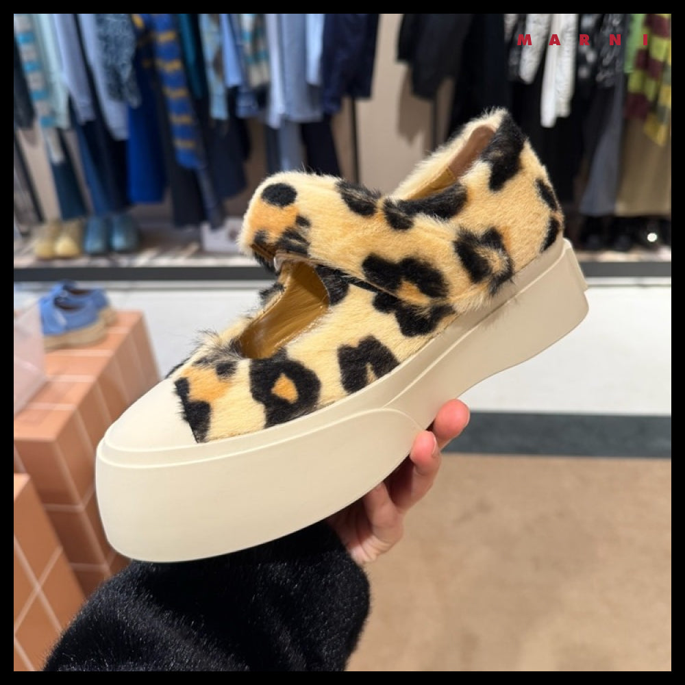 【Marni】Logo Mary Jane Leopard Velcro Women’s Sneakers