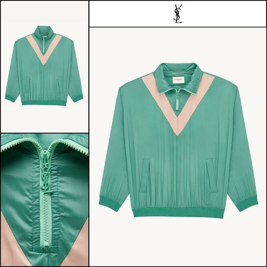 【Saint Laurent】Nylon Faille CASSANDRE Windbreaker