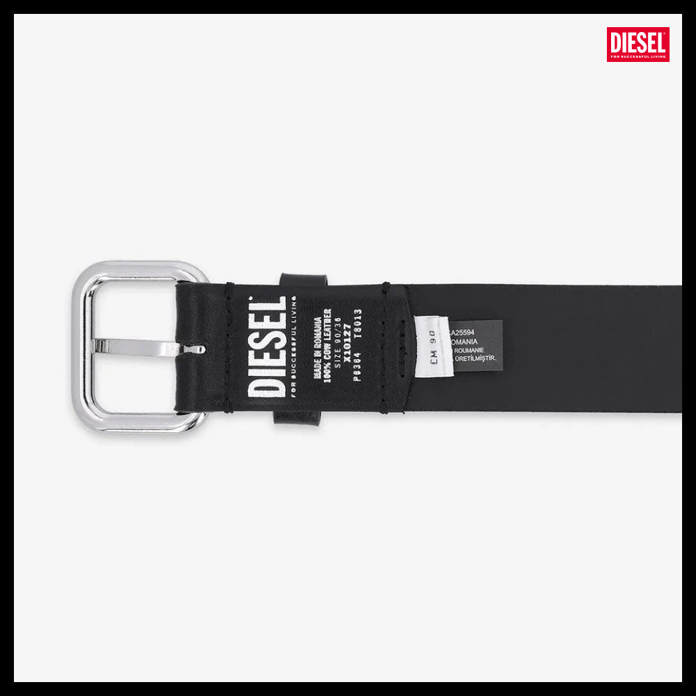 【DIESEL】Oval D Logo B 1DR Belt Black