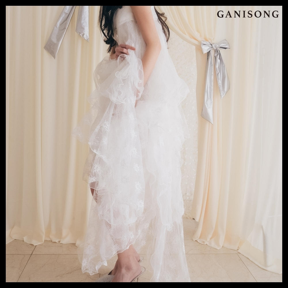 【GANISONG】Bridal Wave To Moon Dress White
