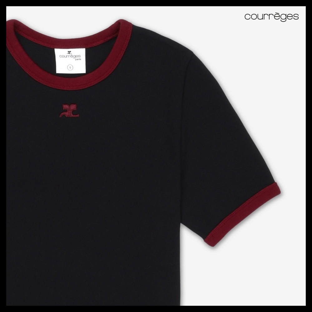 【Courreges】Signature Contrast Short Sleeve T Shirt Black