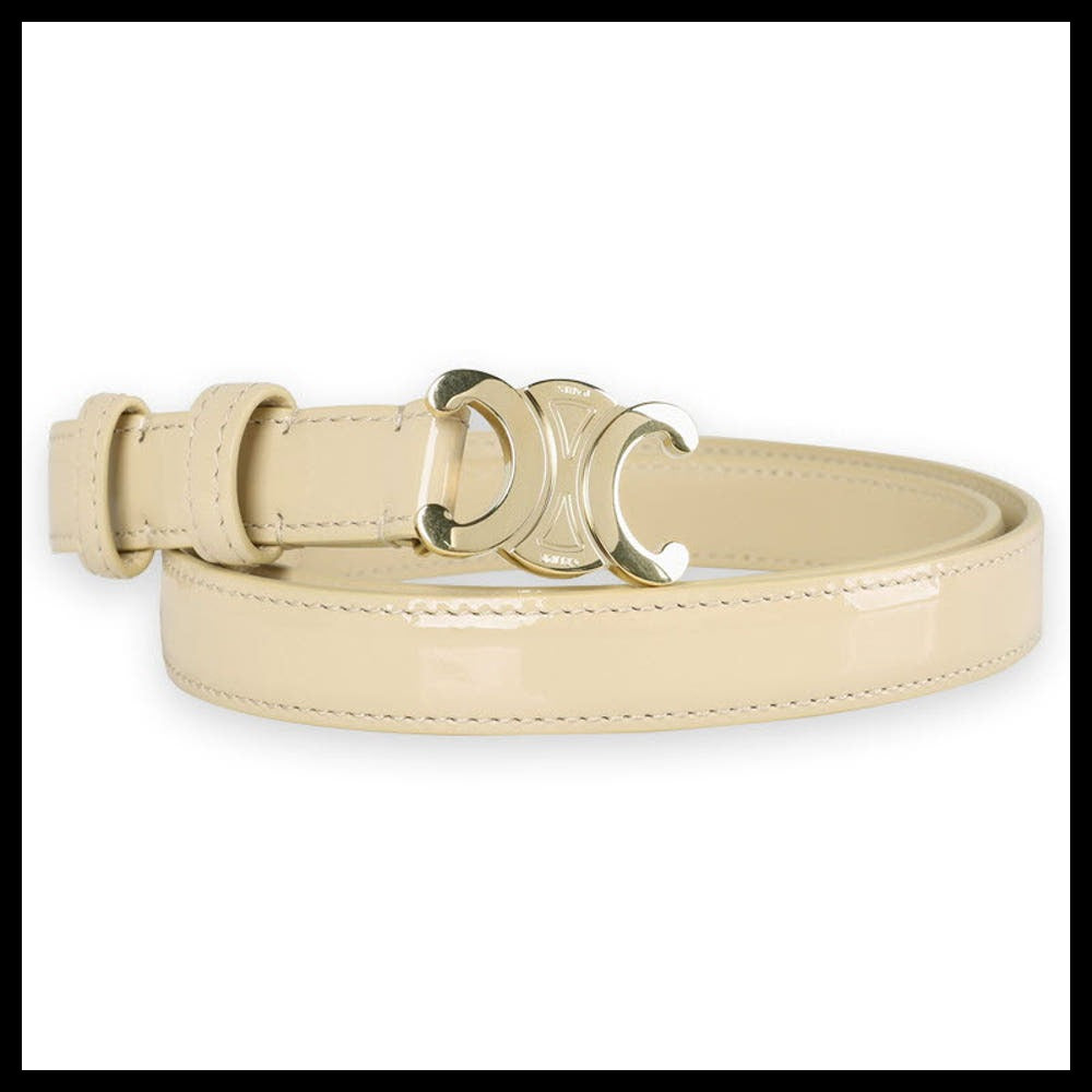 【CELINE】Small Triomphe Buckle Belt Beige
