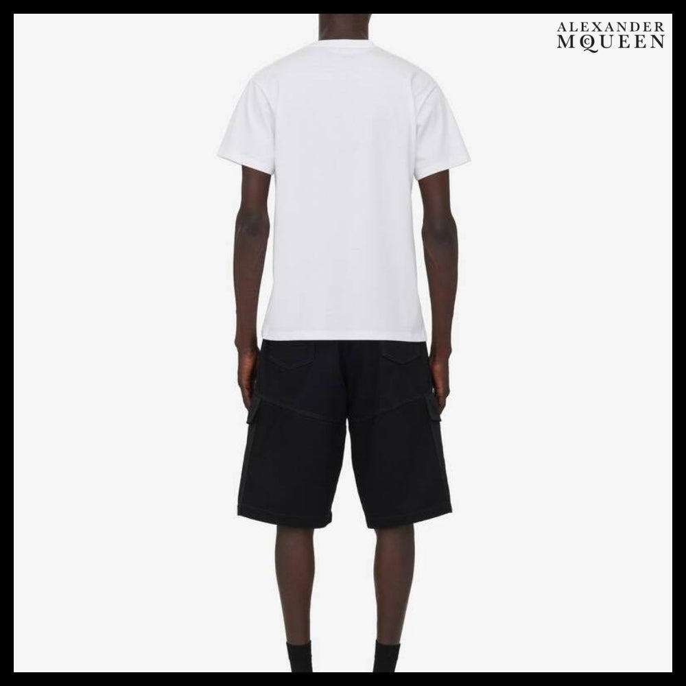 【Alexander Mcqueen】Obscured Skull T-shirt in WhiteRedBlack