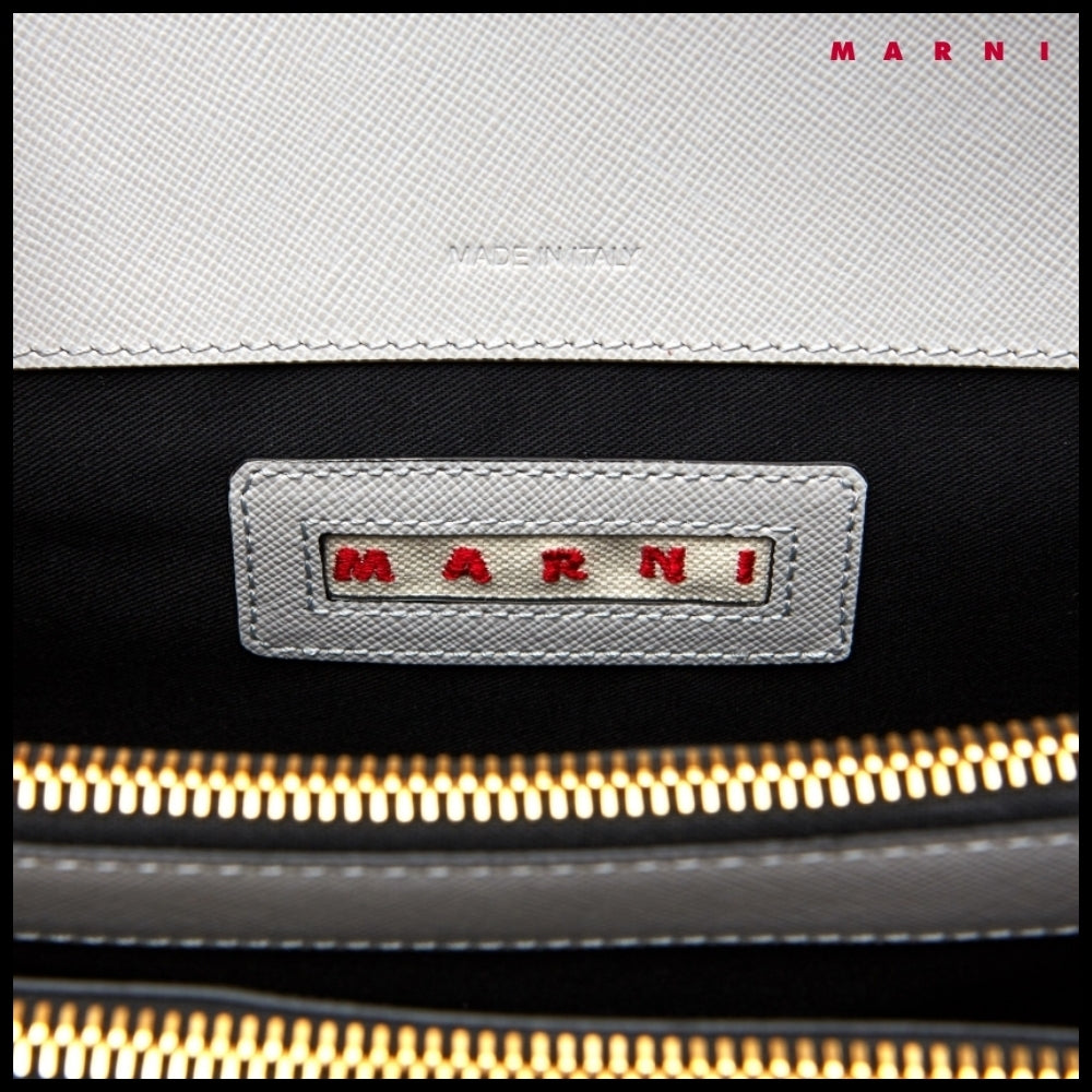 【MARNI】Grey Saffiano Medium Trunk Bag