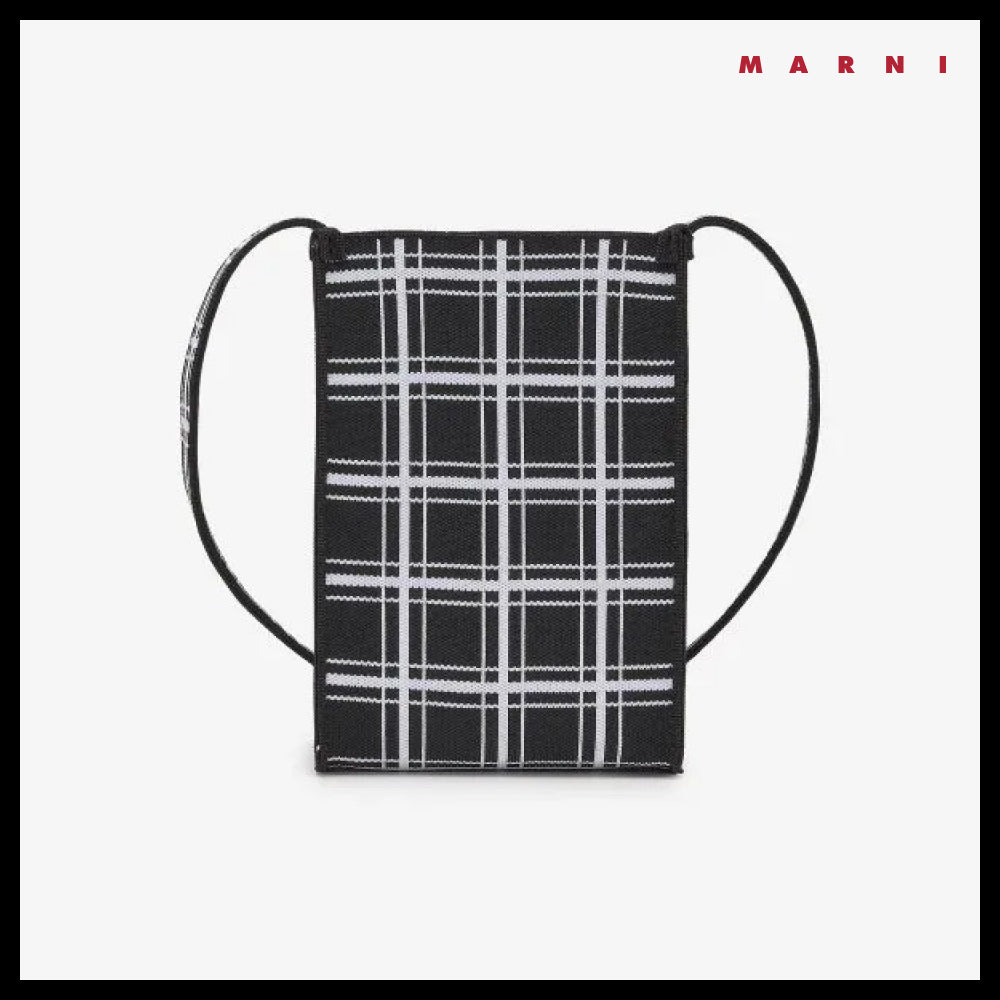 【MARNI】Mini Jacquard Check Shoulder Bag Black White