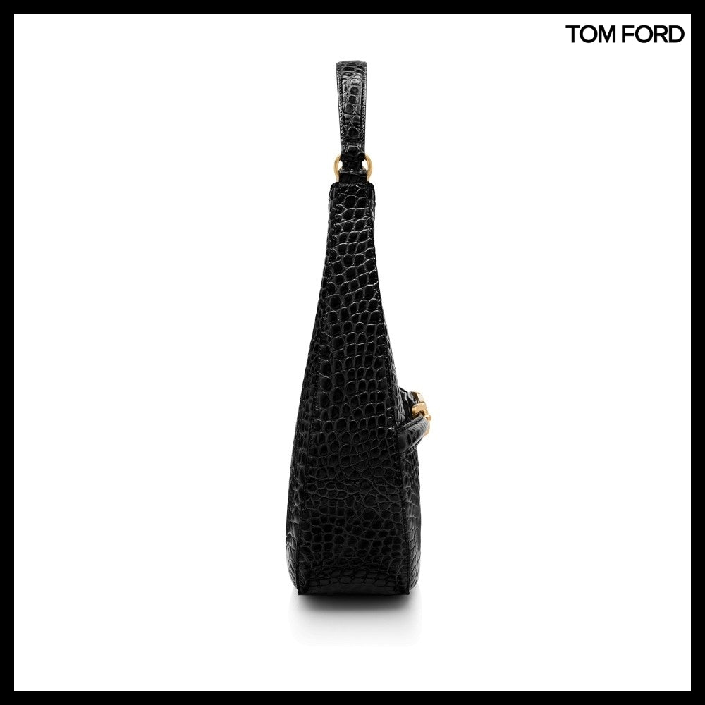 【TOM FORD】CROCO EMBOSSED LEATHER HOBO BAG