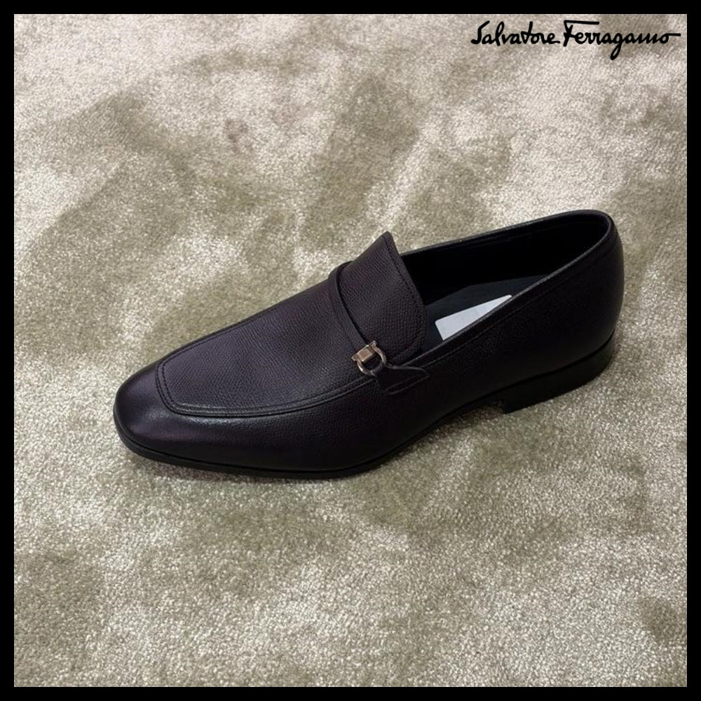 【FERRAGAMO】CHARME GANCINI LEATHER LOAFERS BLACK