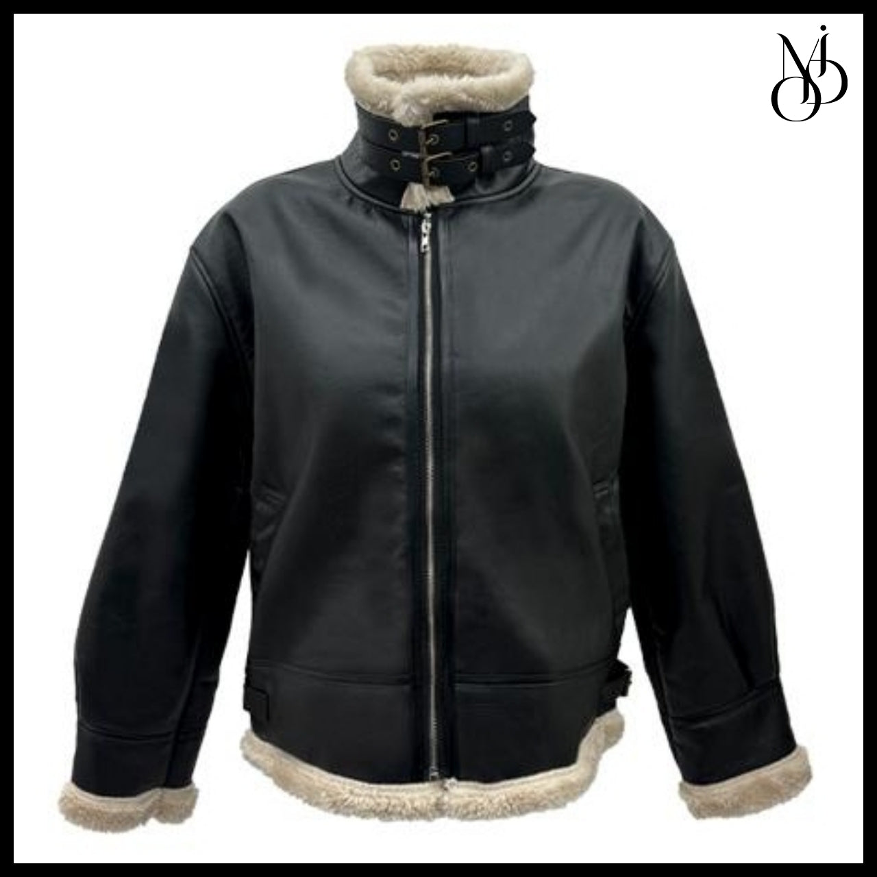 【MODIMOOD】Pinter Buckle High Neck Leather Mustang 2 Colors