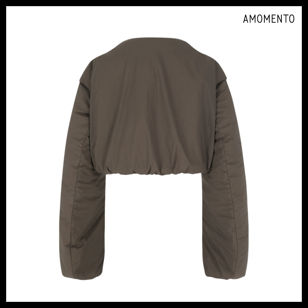 【AMOMENTO】Sheer Nylon Padded Crop Jumper 2 Colors