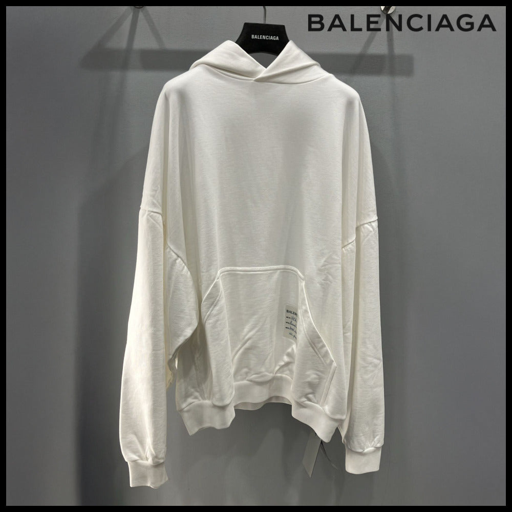 【BALENCIAGA】Sample Sticker Round Hoodie Oversized White