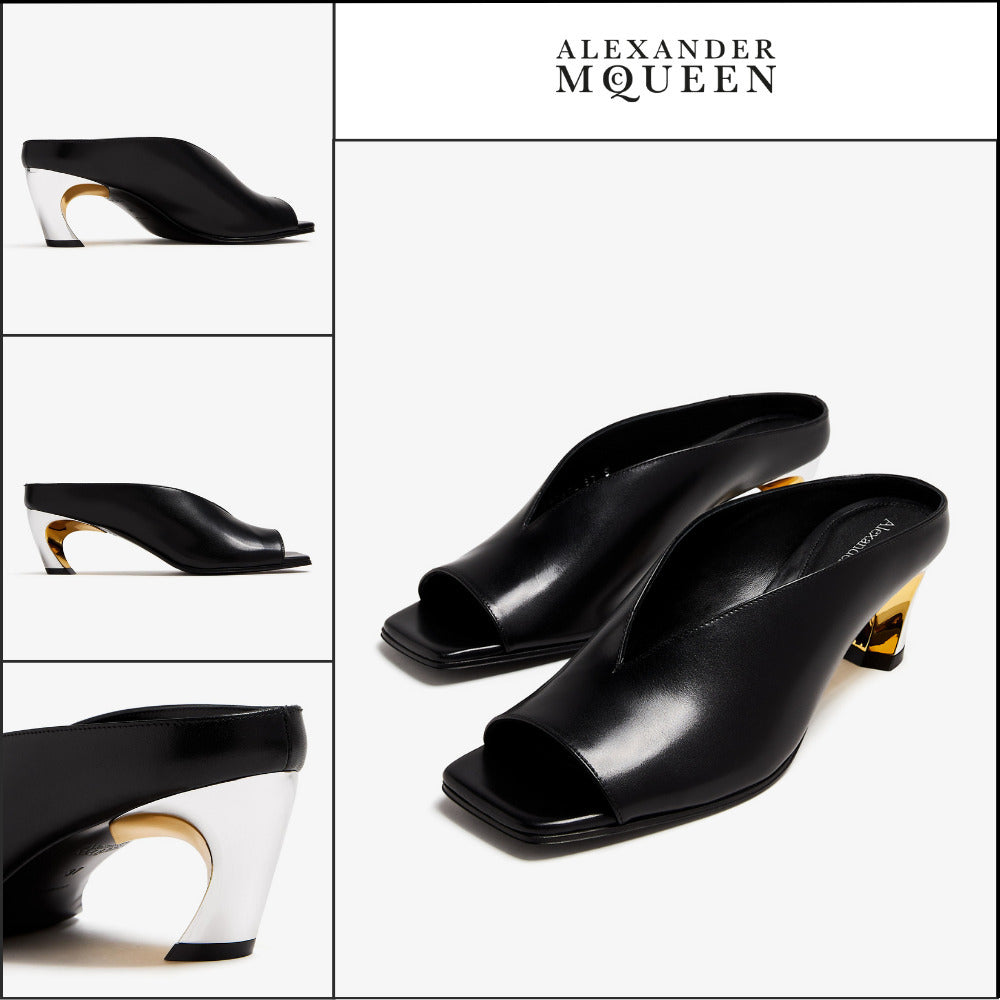 【Alexander Mcqueen】Armadillo Mules Black Calf Leather