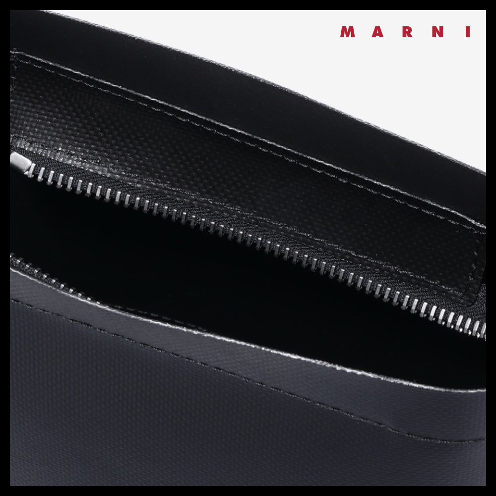 【MARNI】Logo strap crossbody bag black