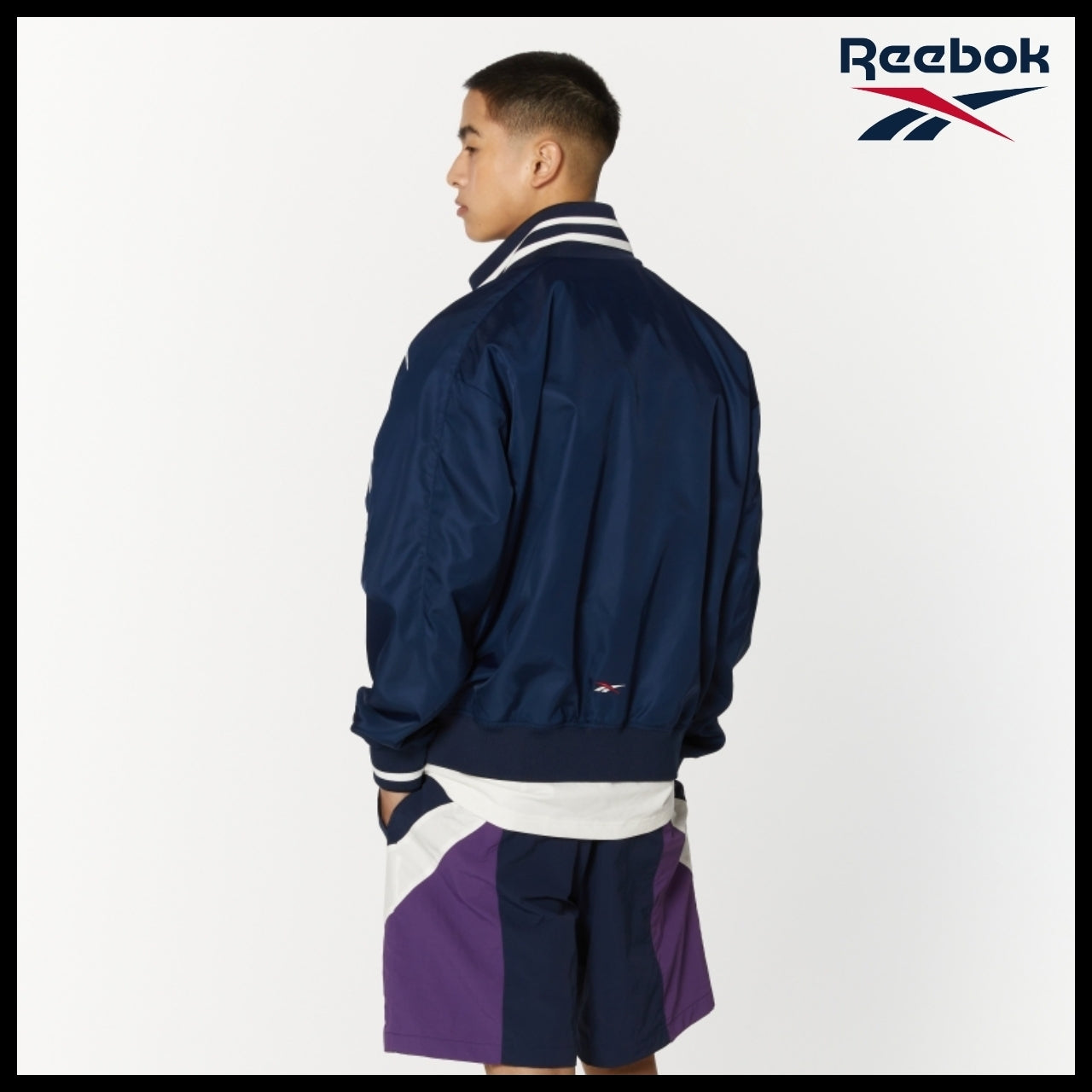 【Reebok】Vector Stadium Varsity Jacket Navy