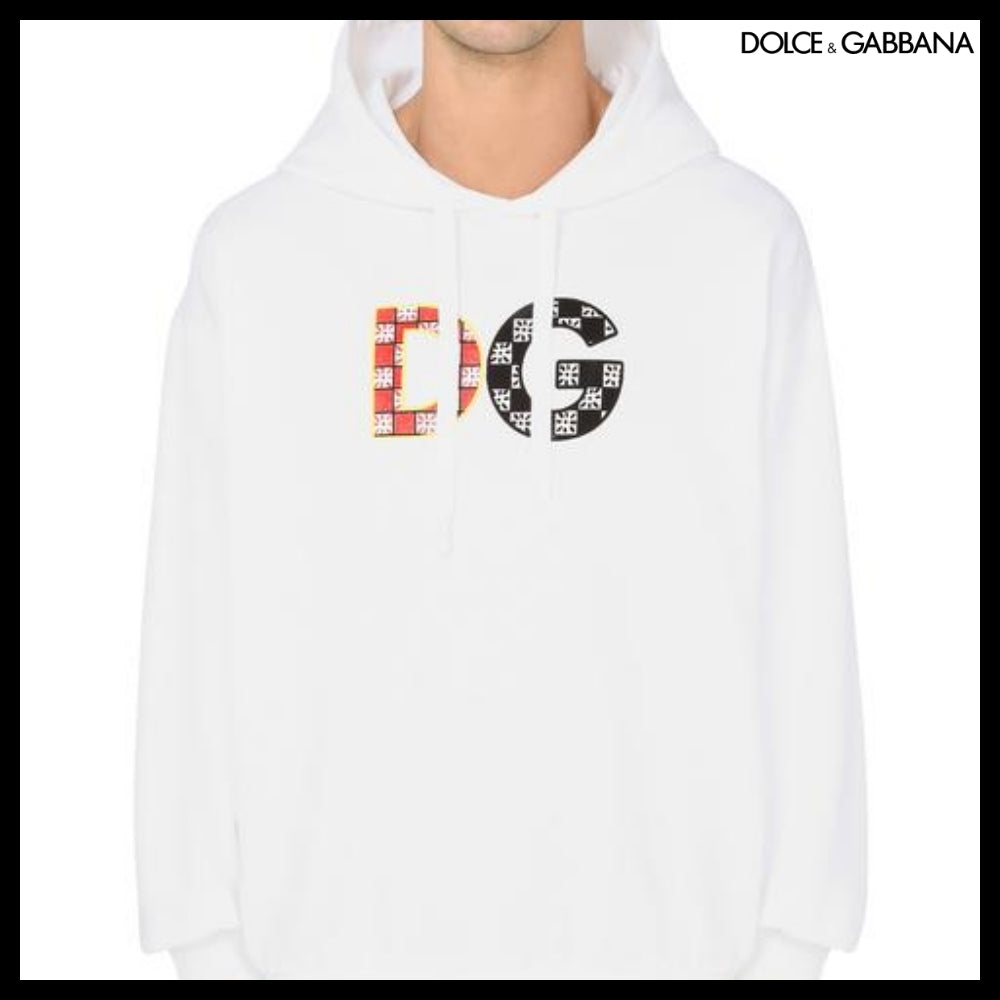 【Dolce & Gabbana】Jersey Sweatshirt with DG Patch White