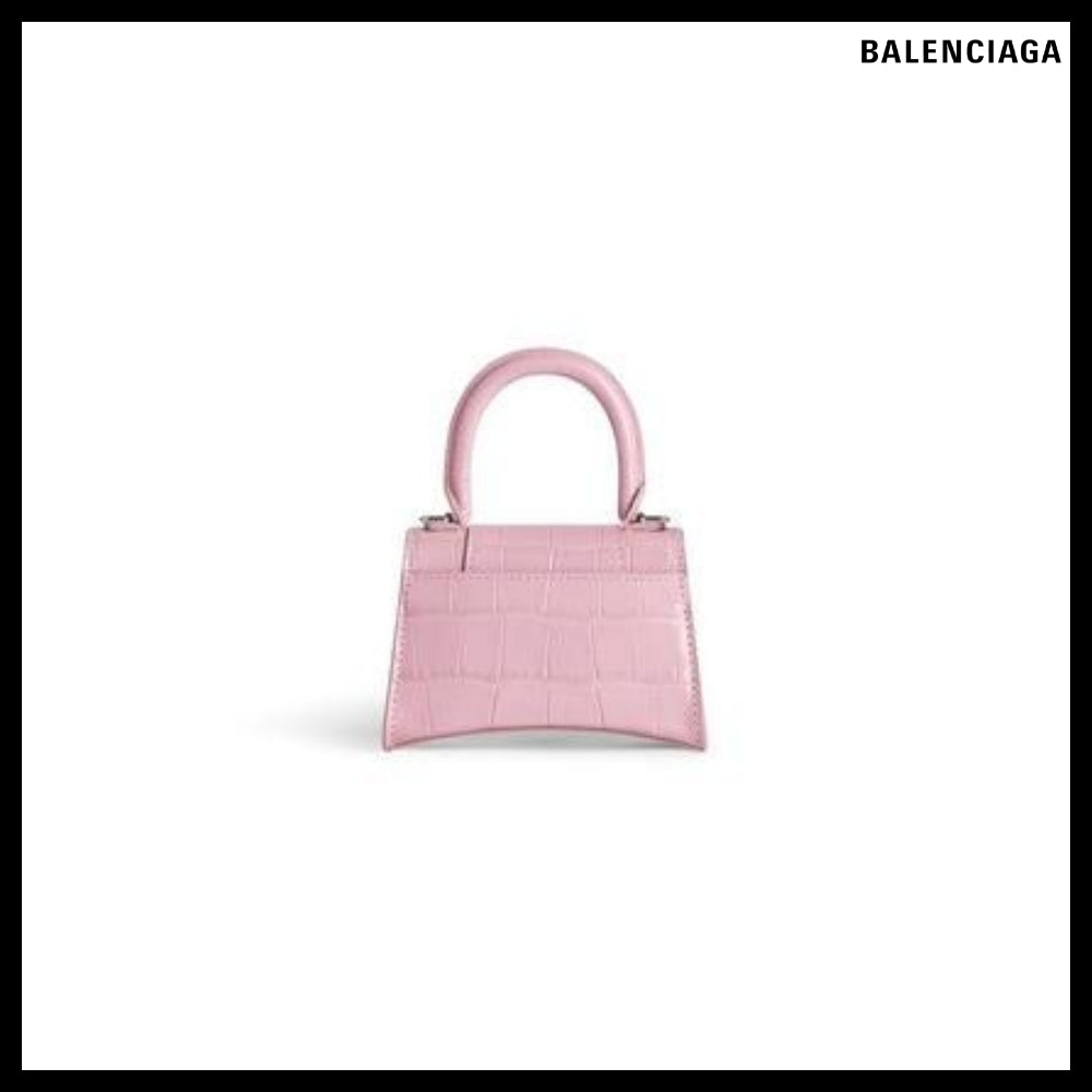 【BALENCIAGA】Hourglass Mini Handbag With Chain Crocodile